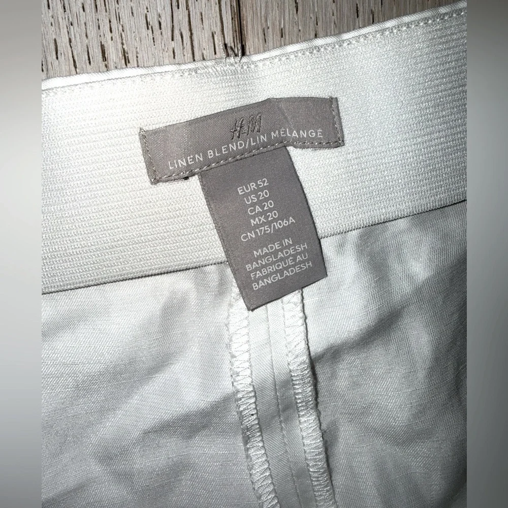 NWOT H&M White Linen Blend Trousers Wide Leg Size:20